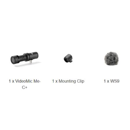 RODE VideoMic Me-C+ - mikrofon kierunkowy do smartfonów z portem USB-C (kardioidalny, 24-bit) - zawartość